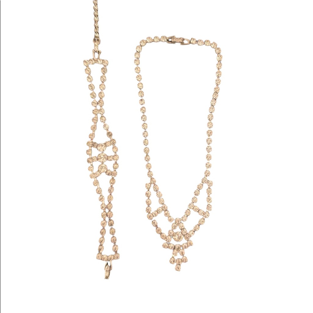 Vintage estate deco jewelry. Stunning rhinestone necklace and bracelet.